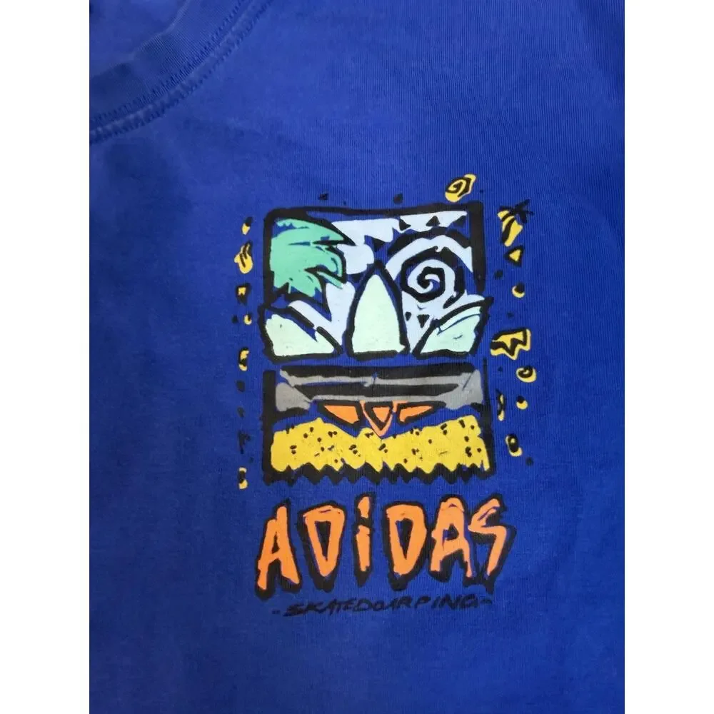 Adidas Shirt Mens XL Blue Skateboarding Graphic Crew Neck Adidas Originals